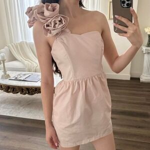 Vintage XS Carrie Bradshaw Baby Pink Rosette Mini Dress